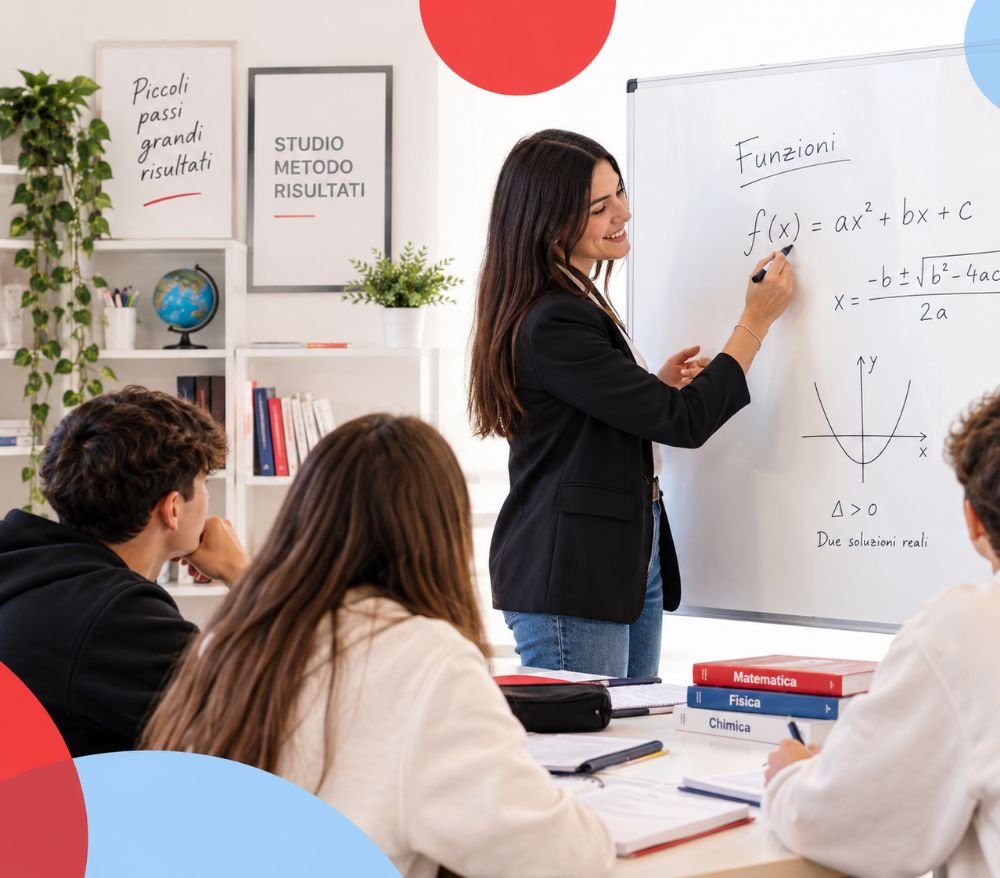 Docente spiega matematica alla lavagna